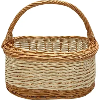 Proutěný koš Alenka barevná (Barevně zdobený oválný proutěný koš Alenka s podélným uchem na nákup)