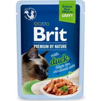Krmivo pro kočku Brit Premium Cat Delicate Fillets in Gravy with Duck for Sterilised 85 g-NEW