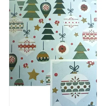 Balící papír Nekupto Dárkový balicí papír vánoční 70 x 500 cm Světle modrý baňky a stromečky