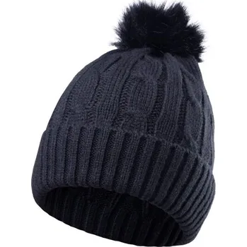 Čepice Dámská pletená zimní čepice s bambulí FLLÖS DANTO UNI Černá