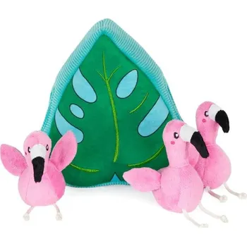 Hračka pro psa Hračka ZIPPY PAWS plyš - Burrow Plameňáci v listu 20cm