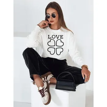 Dámský svetr Dámský svetr s potiskem CLOVER bílý