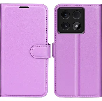 Pouzdro na mobilní telefon Litchi knížkové pouzdro na Xiaomi 14T Pro - fialové