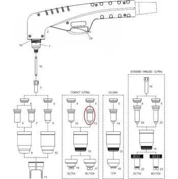 plazmová řezačka Dýza kontaktní 1,6 110/120 A pro hořák SCP 120