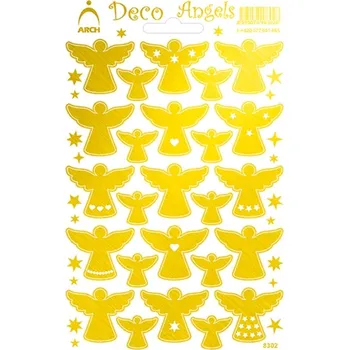 samolepka Arch Holografické dekorační samolepky Andílci zlaté hladké 12 x 18 cm