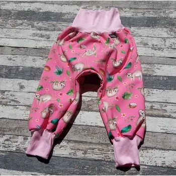 Dívčí kalhoty Yháček Zimní softshellové kalhoty Yháček, lenochodi na růžové/růžová, DOPRODEJ Velikost: 134