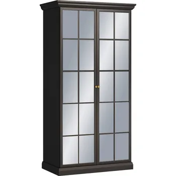 Šatní skříň LUCCA c | šatní skříň S2DL se zrcadly | 102,4 cm | černá