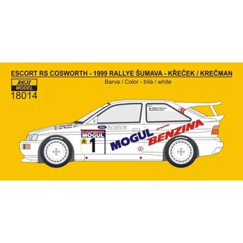 Plastikový model Reji model 1/18 Ford Escort RS Cosworth Bohemia Rallye 1999