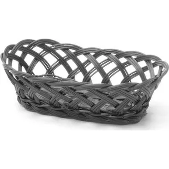 Servírovací stolek Košík pletený, HENDI, oválný, Černá, 225x130x(H)55mm