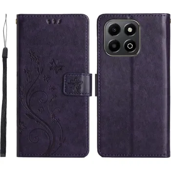 Pouzdro na mobilní telefon Flowers knížkové pouzdro na Honor 200 Smart 5G - tmavěfialové