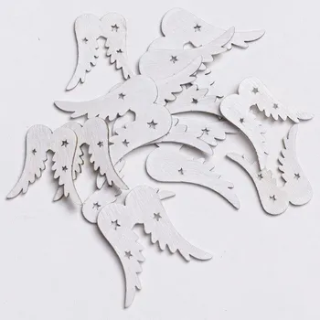 Vánoční dekorace Dekorace, dřevěná, KŘÍDLA BÍLÁ, 4,5x3,5 cm, 12ks/bal.