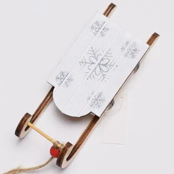 Vánoční dekorace Dekorace, dřevěná, BÍLÉ SÁŇKY, 13x4,5 cm, 1 kus