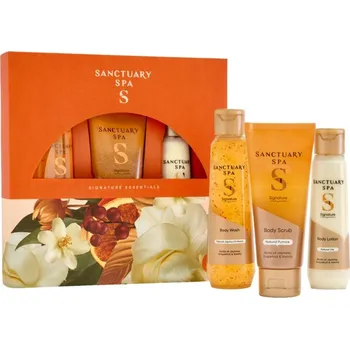 Sprchový gel Sanctuary Spa Signature Essentials sprchový gel 150 ml + tělový peeling 100 ml + tělové mléko 100 ml, kosmetická sada pro ženy