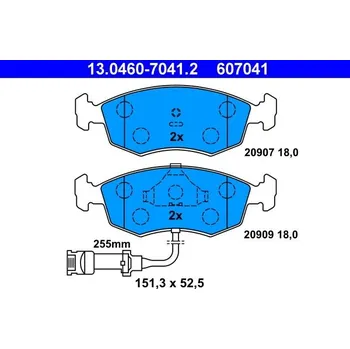 Brzdová destička Sada brzdových destiček, kotoučová brzda ATE 13.0460-7041.2