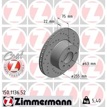 Brzdový kotouč Brzdový kotouč ZIMMERMANN 150.1136.52
