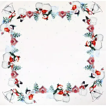 ubrus Ubrus bílý - se sněhuláky, 100% polyester, 80 x 80 cm