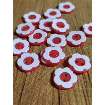 Knoflík Knoflík dětský kytička bílo červená