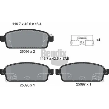 Brzdová destička Sada brzdových destiček, kotoučová brzda BENDIX Braking BPD1060