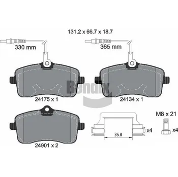 Brzdová destička Sada brzdových destiček, kotoučová brzda BENDIX Braking BPD1174