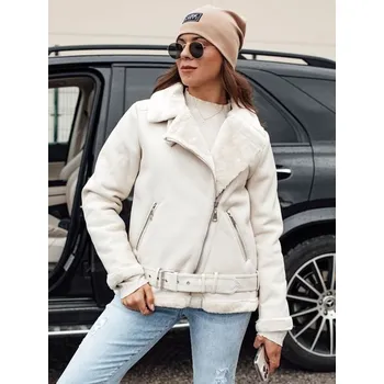 Dstreet Dámská koženková bílá bunda s kožíškem Norfdima