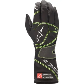 Moto rukavice Závodní rukavice Alpinestars Tempest V2 Vodotěsné, Černá/fluorescenční zelená