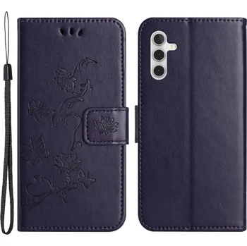 Pouzdro na mobilní telefon Flower knížkové pouzdro na Samsung Galaxy A15 4G/5G - tmavěfialové