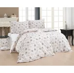 Povlečení Matějovský WINTER GLOW, vločky, béžové, flanel premium, 140x200cm + 70x90cm