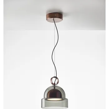 Závěsné designové svítidlo Brokis Dome small PC1346 Barva skla: Šedá kouřová - transparentní sklo, Povrchová úprava baldachýnu a montury: broušená champagne lak, Dekor skla: Bez dekoru