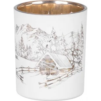 Svícen Svícen, 6x7 cm, bílý, s krajinkou