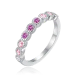 2405 MINET Stříbrný prsten s bílými, růžovými a červenými zirkony Velikost obvod (mm): 56, Váha: 1,65