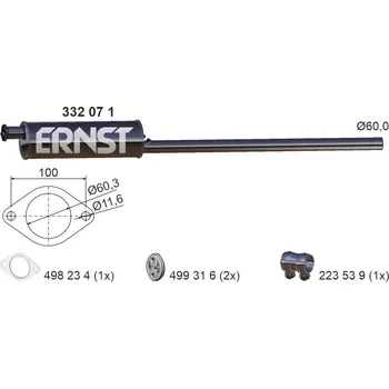 Tlumič výfuku Střední tlumič výfuku ERNST 332071