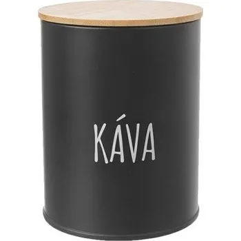 Dóza na potraviny dóza plech. d 9,5x12,5cm, KÁVA, BLACK, plech/bambus