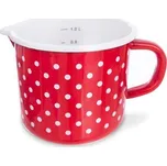 hrnek d12cm, v.11cm TEČKA, výl., červ.smalt