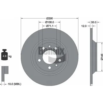 Brzdový kotouč Brzdový kotouč BENDIX Braking BDS1059