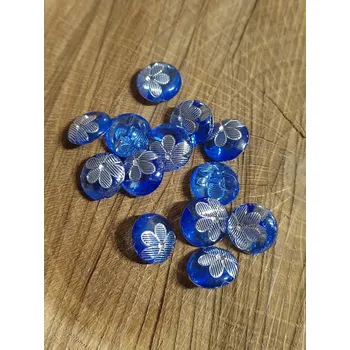 Knoflík Knoflík se stříbrným květem modrý menší