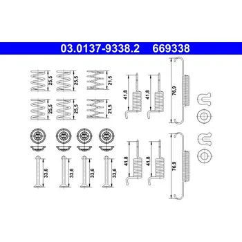 Brzdová čelist Sada příslušenství, parkovací brzdové čelisti ATE 03.0137-9338.2