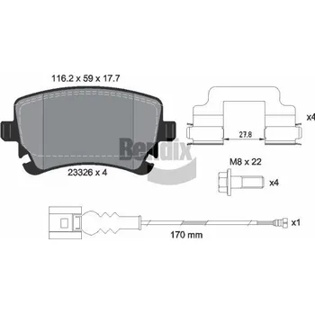 Brzdová destička Sada brzdových destiček, kotoučová brzda BENDIX Braking BPD1163