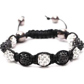 Náramek Magieprirody.cz Shamballa náramek s krystaly Zirkonu - černý - bílý #ZB192
