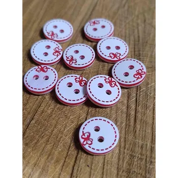 Knoflík Knoflík bílý s mašličkou červenou