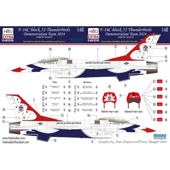 Plastikový model HAD models 1/48 Decal F-16C bl.52 Thunderbirds Dem.Team 2024