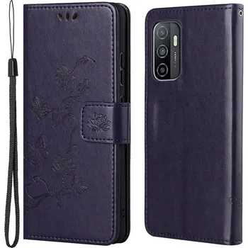 Pouzdro na mobilní telefon Flower PU kožené peněženkové pouzdro na mobil Samsung Galaxy A33 5G - tmavěfialové