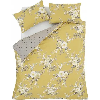 Povlečení Žluté povlečení s květinovým vzorem Catherine Lansfield, 135 x 200 cm ID_1057370