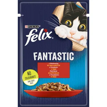 Krmivo pro kočku Výhodné balení: 52ks-52x85g hovězí Felix Fantastic Pouches vlhké krmivo pro kočky