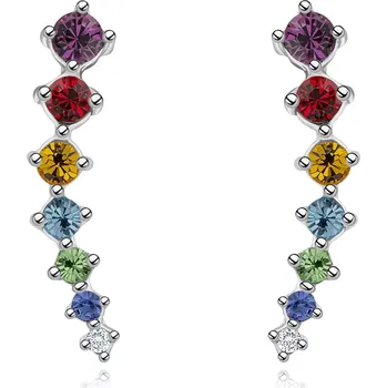 Náušnice Náušnice ze stříbra 925 - oblouk s barevnými krystaly Swarovski, puzzle