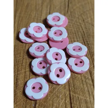 Knoflík Knoflík dětský kytička bílo růžová