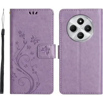 Pouzdro na mobilní telefon Flowers knížkové pouzdro na Xiaomi Redmi 14C/Poco C75 - světlefialové