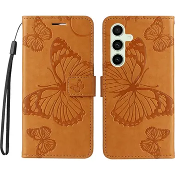 Pouzdro na mobilní telefon Big Butterfly knížkové pouzdro na Samsung Galaxy S24 FE - žluté