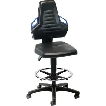 Dílenská židle Bimos Ergoconfort Vinyl s podnožkou a měkkými kolečky