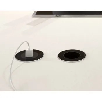 Organizér kabelů ASA 06030Y00007 Vestavná zásuvková jednotka VERSADOT, 2xUSB 5V (typ A), kabel 2m, nerez/bílá/černá