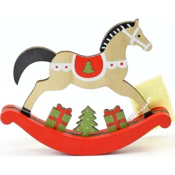 Vánoční dekorace Dekorace, dřevěná, HOUPACÍ KONÍK, 14,5x12 cm, 1 kus